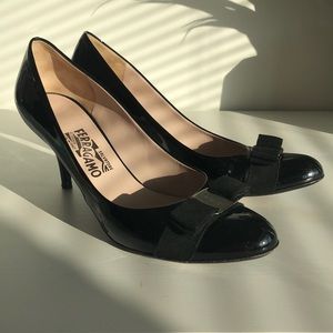 Ferragamo Vara Patent Pumps, 10B